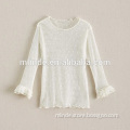 Kids New Fashion Nice Stretch Full Sleeve Ruffle Swiss Dot Sheer Mesh Net Design Wear Pictures Latest Fancy Tops Girls